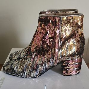 NWT Pollini Sequin Ankle Boots US Size 7.5